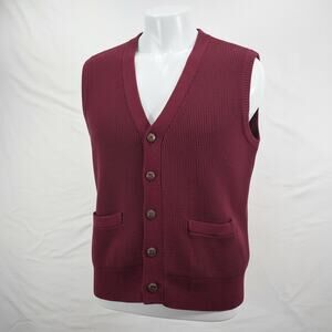 London Fog Button Down Maroon Sweater Vest Large